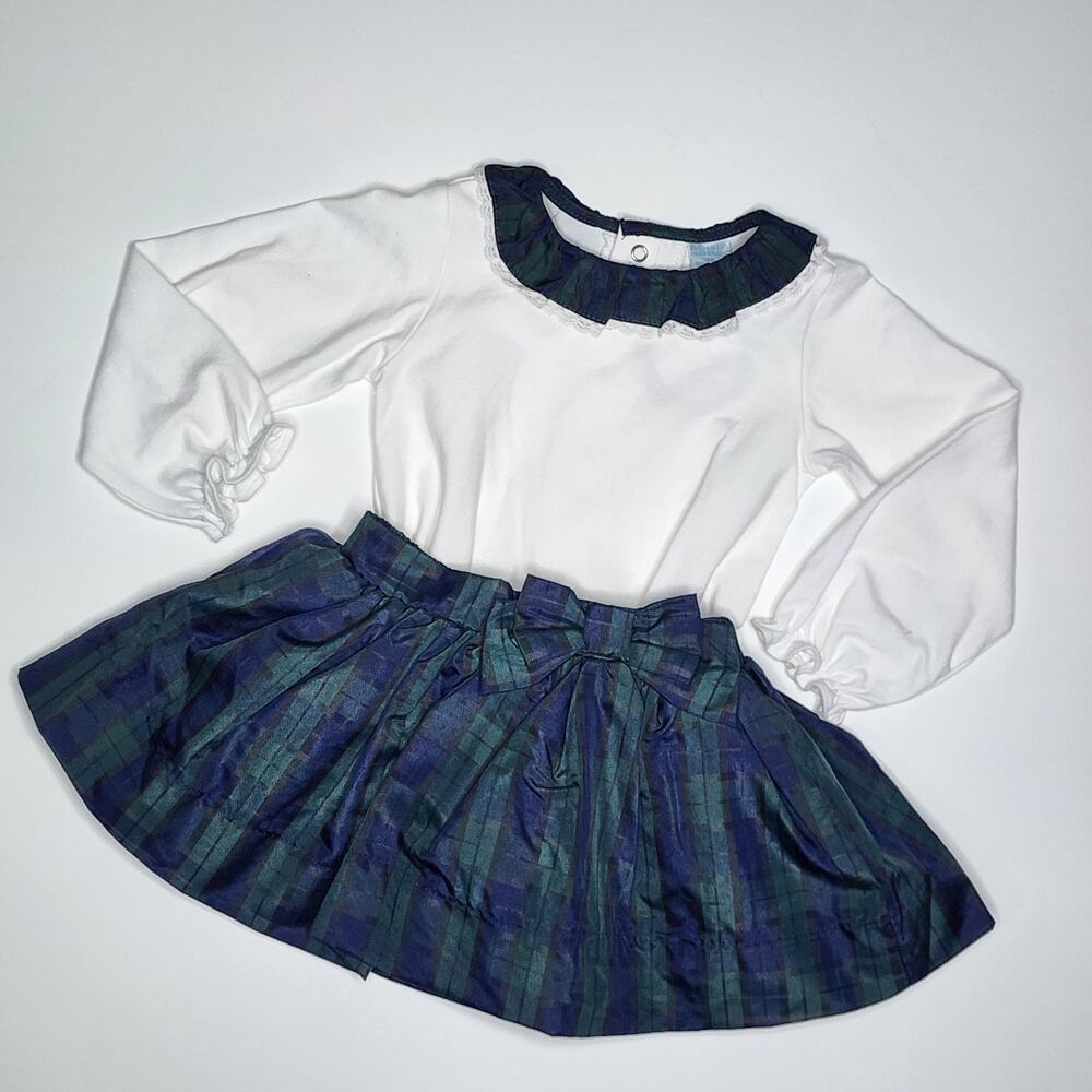 Edgehill Collection Blue Plaid Fancy Holiday Skirt Set Darby Fallon Size 18 M